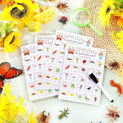 Hoolerry 30 Pcs Scavenger Hunt Cards for Kids Activities,Spring