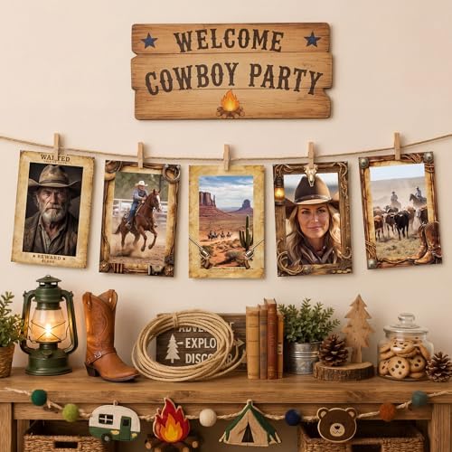 AmazingSpark 50 Pcs Western Cowboy Picture Frames Paper Photo Cards