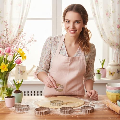 Round Cookie Cutter Set, 5 Pcs Wavy Edge Stainless Steel
