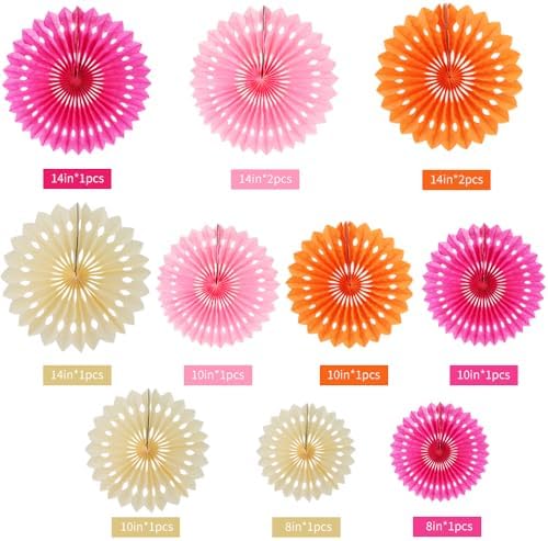 BEISHIDA Honeycomb Round Paper Fans Pink Orange White Hanging Party Decor