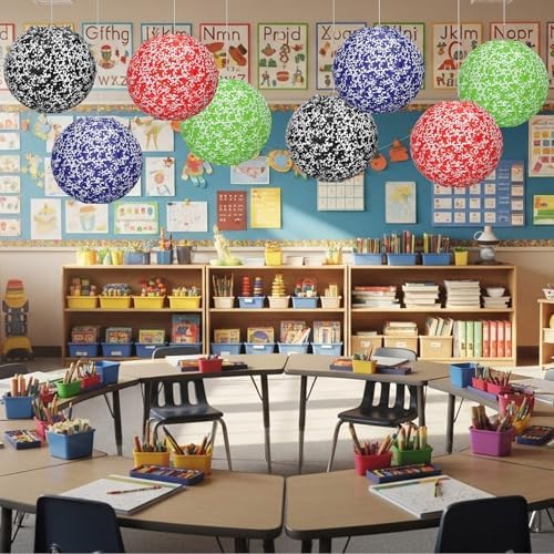Baquler 12 Pcs Composition Notebook Hanging Lanterns Decoration, Multicolor