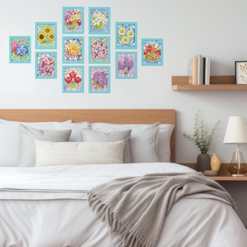 Saillong 24 Pcs Flower Mini Diamond Painting Kits with Frames Set
