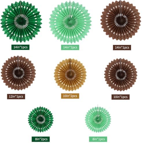 BEISHIDA Honeycomb Round Paper Fans Green Brown Hanging Party Decoration