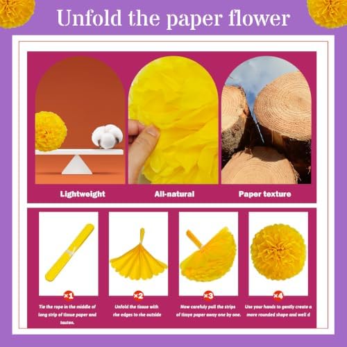 Recosis Fiesta Party Decorations, 18 Pcs Multicolor Paper Pom Poms