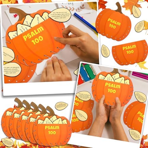 Landhoow 36 Set Psalm 100 Thanksgiving Pumpkin Craft Kits Bible Give Thanks