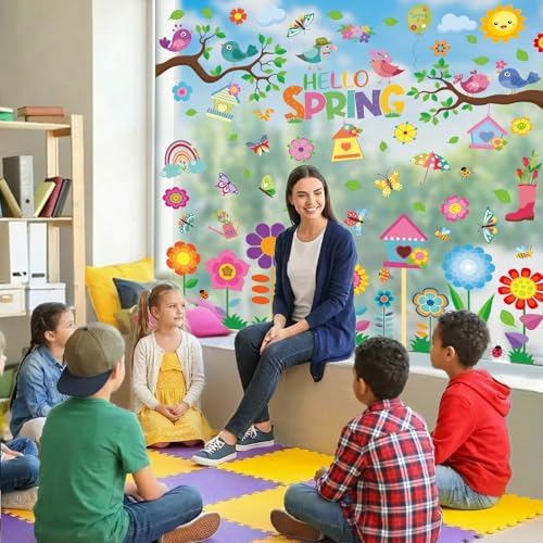 Spring Window Clings for Glass Windows Kids Summer Window Stickers Decor