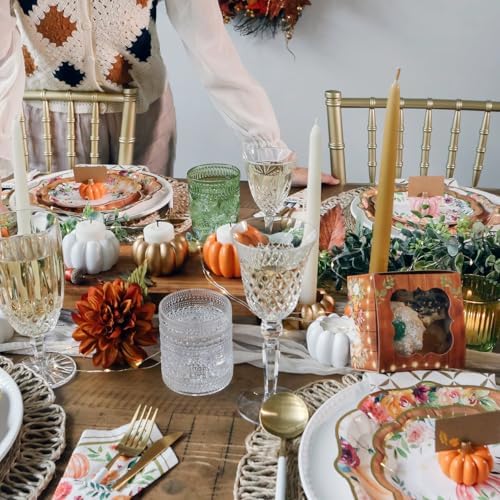 Kate Aspen 12pcs Fall Decor Orange Pumpkin Place Card Holder, Place Settings for Thanksgiving Table Decor, Fall Themed Weddings, Bridal Brunches (Place Cards Included)