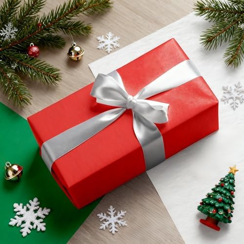 OHOME Christmas Tissue Paper - 100 Sheets 20"x14" Red Green White Wrapping Paper | Christmas Decorations Decor for Gift Bags Boxes - Xmas Navidad Holiday Party Favors Supplies