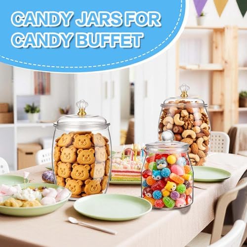 mwellewm 6PC Airtight Candy Jar with Lid and Spoon Plastic Cookie Dispenser