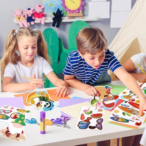 JUNEBRUSHS 32 Pcs Summer Christmas Craft Sticker, Santa Snowman Tropical Christmas Hanging Party Cardboard Stickers Decoration for Christmas Home Pool Beach Activities