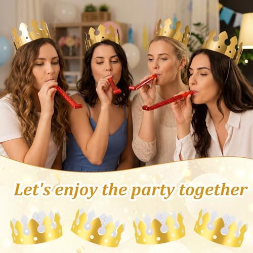 100 Pcs Gold Paper Crowns Party King Paper Crown Hat Bulk for Adults Birthday Party Celebration Favors Photo Props