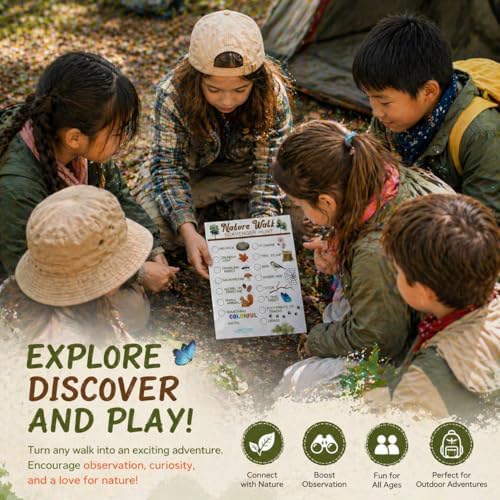30Pcs Nature Walk Scavenger Hunt Cards, Scavenger Hunt Cards Road Trip and Travel Activities, Spring Summer Holiday Party Supplies, Camping Games Outdoor Indoor Seek Activity