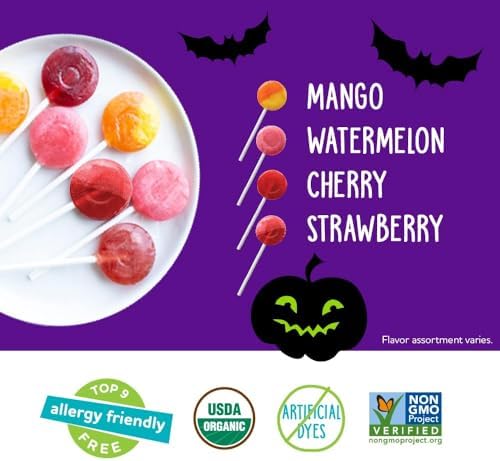 YumEarth Organic Halloween Candy, Allergy Friendly, Gluten Free, Non-GMO, Vegan, No Artificial Flavors or Dyes (60 Count (Pack of 2))
