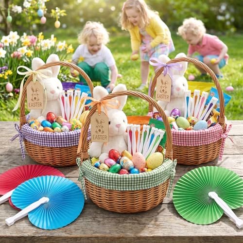 JOHOUSE Decorative Round Hand Fan Foldable, 12 Packs Colourful Paper Fans