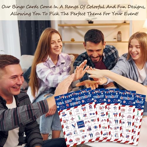 USA 250th Birthday Bingo Cards, 4th of July Patriotic Bingo Game for Adults Party, Independence Day Bingo Cards, Memorial Day Summer Activity, 24 Players Patriotic Party Supplies Favors, 023