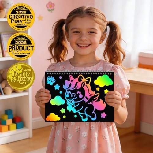 ZMLM Scratch Paper Art-Crafts Gift: 2 Pack Rainbow Notebooks Supplies Toys