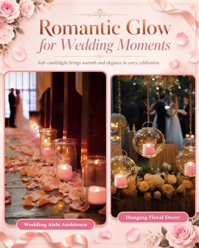 Homemory 50-Pack Pink Flameless Battery Tea Light Candles, 200+ Hours