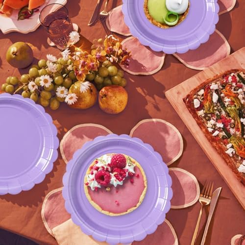 Vyntra 50 Pcs Lavender 9 Inch Scalloped Paper Dinner Plates