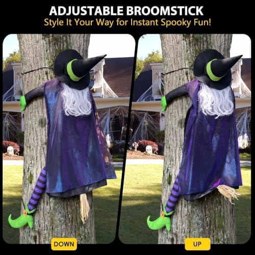 64" Large Crashing Witch into Tree Halloween Outdoor Decoration