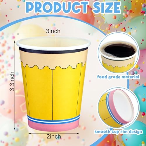 Funtery 100 Pieces Christmas Paper Cups Xmas Disposable Coffee Cups Christmas 9 Ounce Drinking Tea Paper for Daily Use Holiday(Pencil)