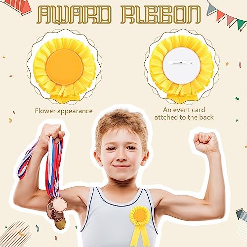 Hanaive 12 Pcs Blank Award Ribbon 9st Place Prize Rosette,Yellow