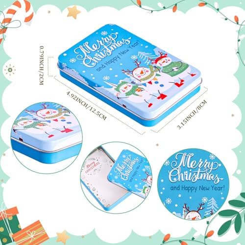 Thuodo 12 PCS Christmas Gift Card Tin Holder Boxes with Lids for Christmas Holiday Gift Box Set Metal Tin Small Boxes Stocking Stuffers Xmas Party Favors