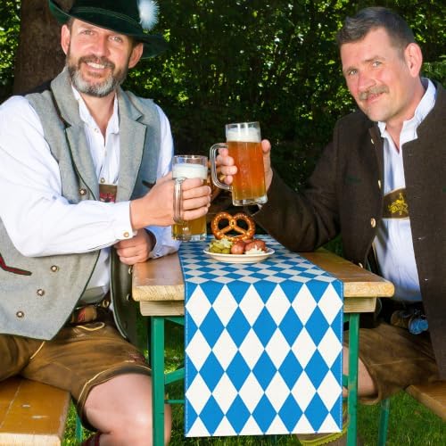 14 × 84" Oktoberfest Decoration, Oktoberfest Table Runner Blue and White