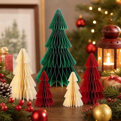 Paper Christmas Tree Honeycomb Centerpieces 8Pcs