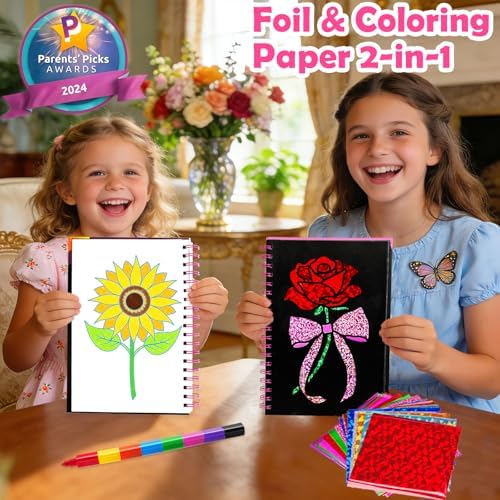 FUNNYB&G Foil Art Craft Kit for Kids, Sparkly Birthday Gift Toy for Girls