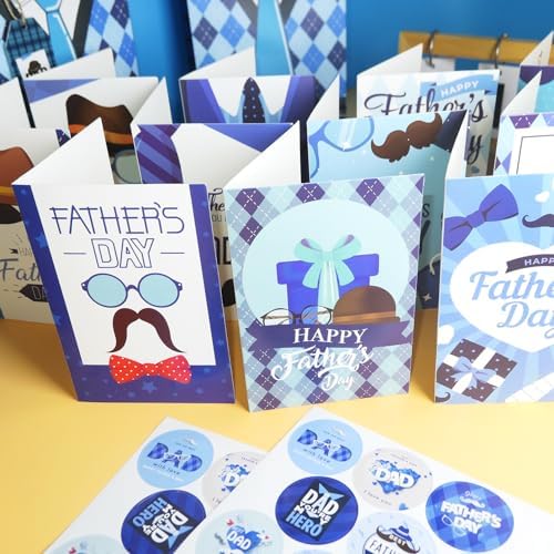 HADDIY Bulk Father's Day Cards,12 Set Happy Dad Greeting Cards for Decor