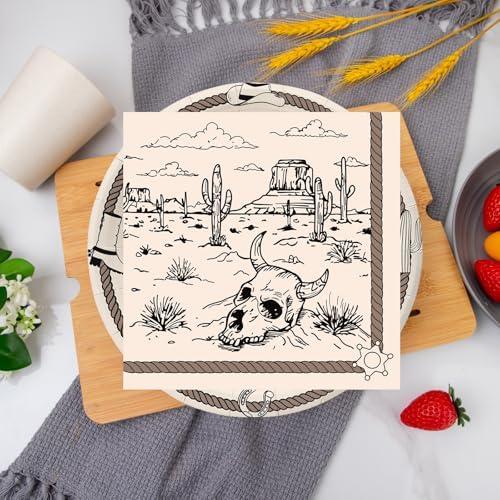 50Pcs Cowboy Plates and Napkins Supplies, Disposable Western Theme Paper Plates Napkins Wild West First Rodeo Tableware Set for Birthday Bachelorette Party Decorations (Cowboy)