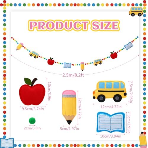 Croblissful Back to School Felt Garland Classroom Pom Pom Decorations