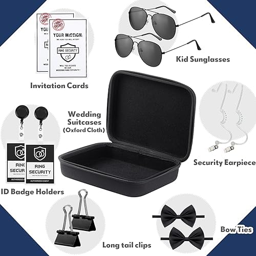Mepase 14 Pcs Ring Security Wedding Ring Bearer Box,Oxford Cloth Suitcase