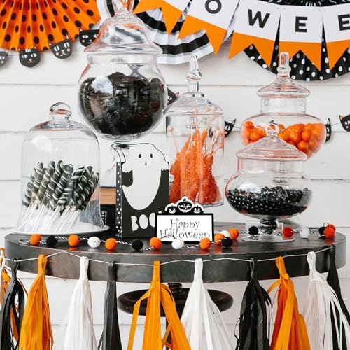 48 Pcs Halloween Place Cards Skeleton Gothic Spider Ghost Placecard Holders Greeting Cards Pumpkin Seating Name Tents for Wedding Dinner Halloween Party Table Birthday Supplies