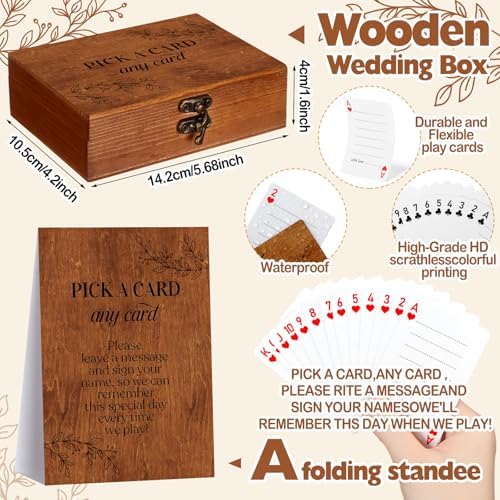 AceOrbit 57 Pack Rustic Wedding Guest Book Playing Card Set with Wooden Box