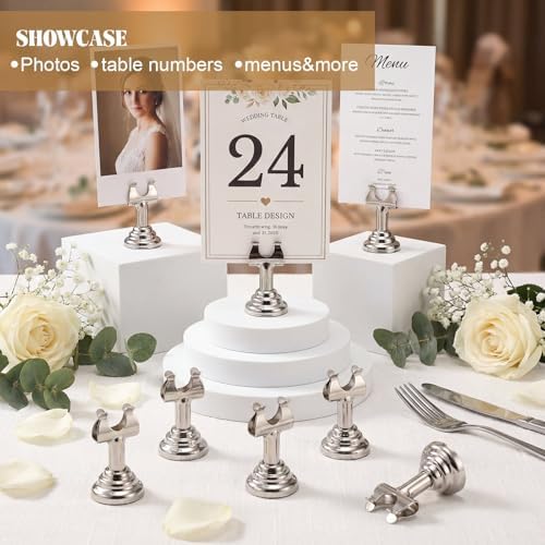 24 Pcs Silver Table Number Holder Metal 1.8 in Place Card Holder