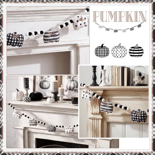 CroBlissful Fall Plush Pumpkin Garland 3D Black and White Pumpkins