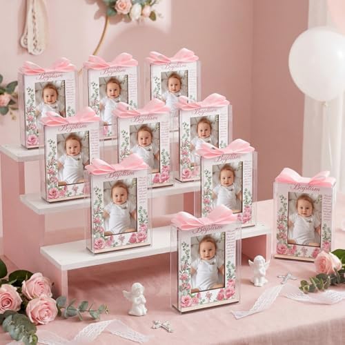 Vercraft 12 Set Baptism Picture Frame Catholic Baptism Gifts, Pink