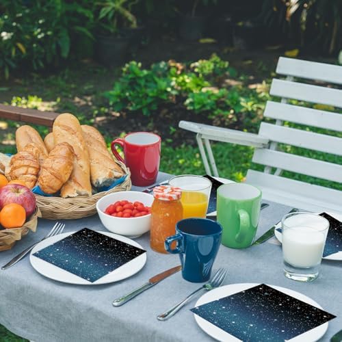 50 Pcs Space Paper Napkins 6.5 x 6.5 Inches, Galaxy Starry Night Theme Disposable Luncheon Dinner Party Napkins Cocktail Napkin for Outer Space Birthday Party Decorations (Galaxy)