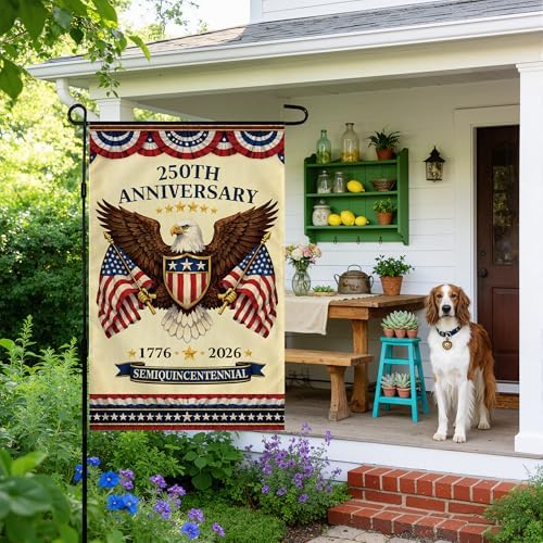 4th of July Decorations - 250th Anniversary Garden Flag | Fourth of July Decor Patriotic USA Banner,1776-2026 America Merchandise Accessories for Garden Yard Porch Patio Lawn Outdoor Outside