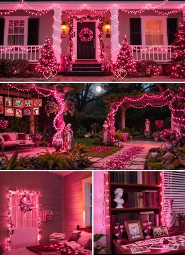 Pink Christmas String Lights, 100 Count Incandescent Valentines Day Decorations Outdoor, 20FT Connectable Valentine Lights Mini Fairy Light for Indoor Xmas Wedding Party Valentine's tree Decoration