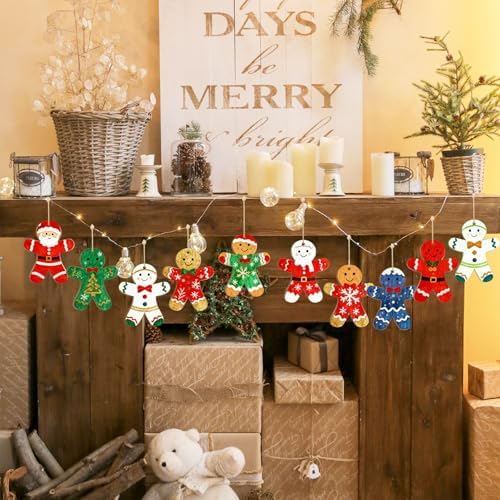 Wooden Christmas Gingerbread Man Ornaments to Paint Decoration Cutouts Unfinished 24PCS 3.5 inches, DIY Blank Unfinished Christmas Tree Ornament for Home Snowflakes Crafts Hanging