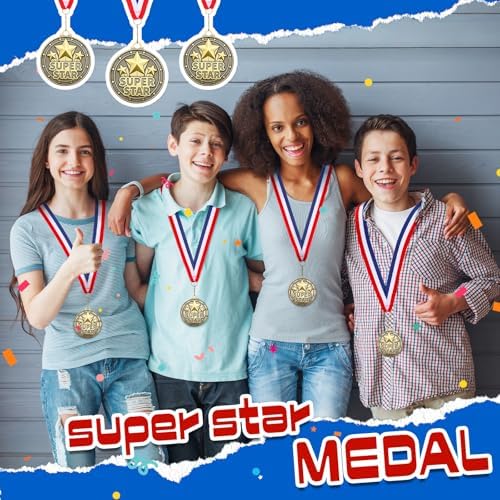 20 Pcs 2'' Awards Medals Bulk Winner Medals with Neck Ribbons Metal Trophy Award Prize Gift for Tournaments, Competitions, Party, Kids and Adults