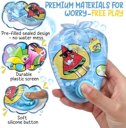 Cleboen 12 Pack Handheld Water Games for Kids, Water Ring Toss Handheld Games Fruit Party Favors Goodie Bag Stuffers Classroom Rewards for Boys Girls, Stress-Relief Car Games Travel Toys for Kids