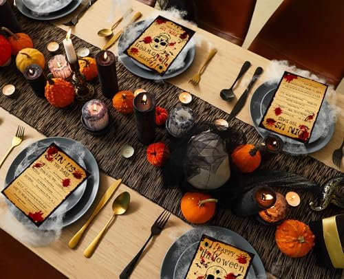 Halloween Party Invitation Cards with Envelopes - 12 Pack Bloody Skull Halloween Invitations for Adults Kids - 5 x 7 Inch Birthday Invitations for Haunted House Scary Holiday Party Favors