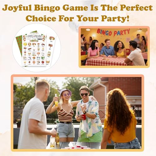 Fall Bingo Game, Fall Harvest Bingo Cards Set, Thanksgiving Party Birthday Party Bingo Supplies for Adults, Family Friends Activities Favors Decorations for 24 Player, 02