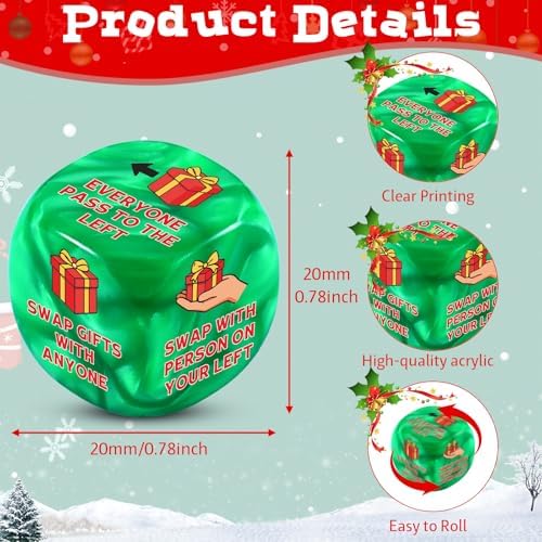 Santa Swap Gift Exchange Dice White Elephant Gifts for Women Men Christmas