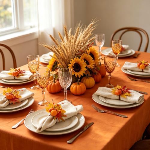 6 Pack Thanksgiving Fall Napkin Rings,Fall Table Setting Decoration