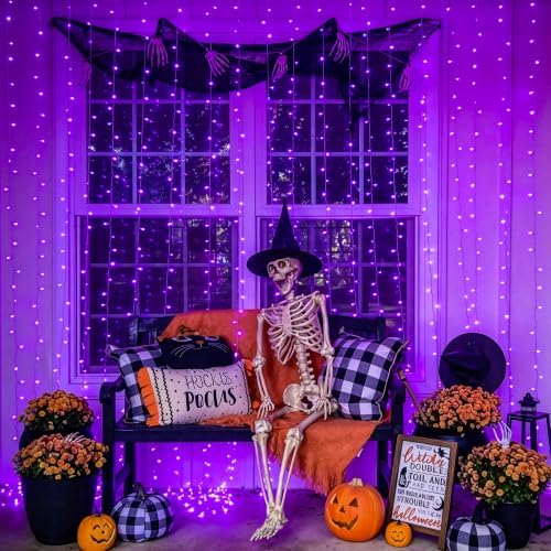 JMEXSUSS 200 LED USB Purple Halloween Lights, 6.5ft x 6.5ft