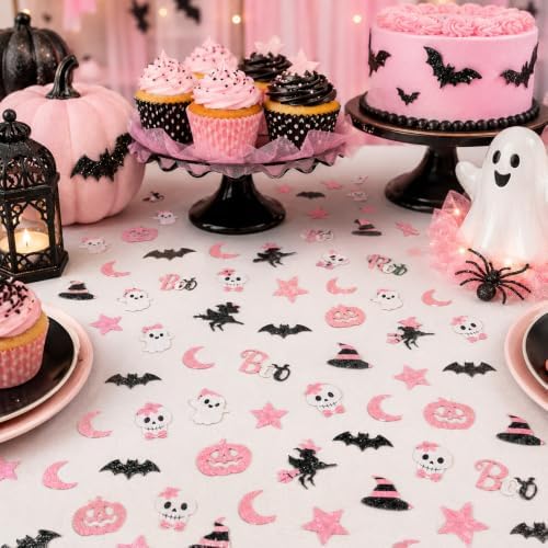 Pink Halloween Glitter Paper Confetti Party Table Scatter Birthday Decor